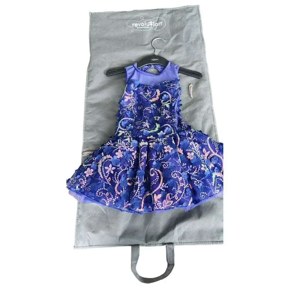Revolution Dance Costume Competition Blue Floral‎ Dress Size MC